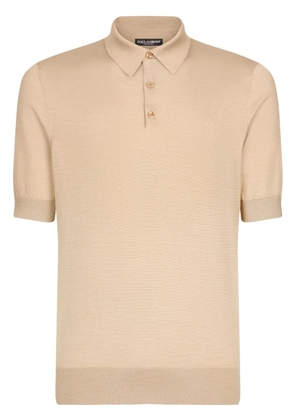 Dolce & Gabbana short-sleeve silk polo shirt - Neutrals