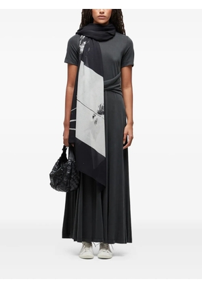 Osklen cross-waist short-sleeve dress - Grey