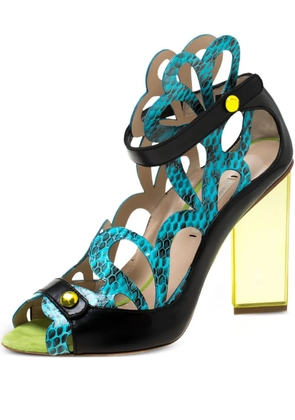 Nicholas Kirkwood pre-owned 100mm python leather sandals - Black