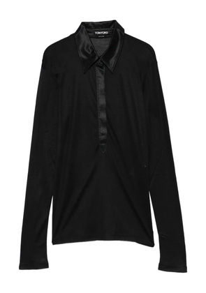 TOM FORD rib button polo top - Black