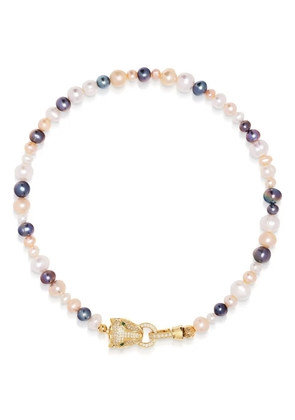 Nialaya Jewelry crystal-embellished pearl choker necklace - White