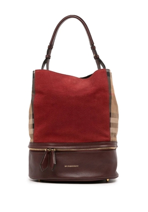 Burberry Pre-Owned 2000-2017 Nubuck and House Check Canvas Beckett bucket bag - Red