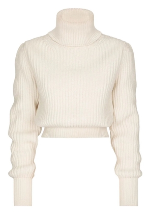 Dolce & Gabbana ribbed-knit roll-neck jumper - White