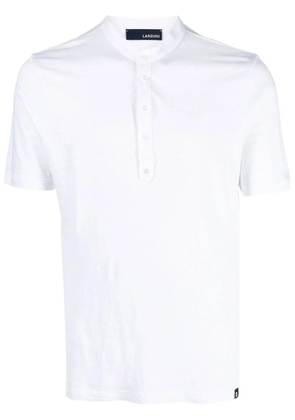 Lardini linen band collar polo top - White