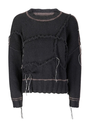 Handmade panelled stitch-detail sweater - Black