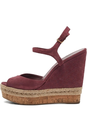 Gucci Pre-Owned 140mm Guccissima wedge sandals - Red