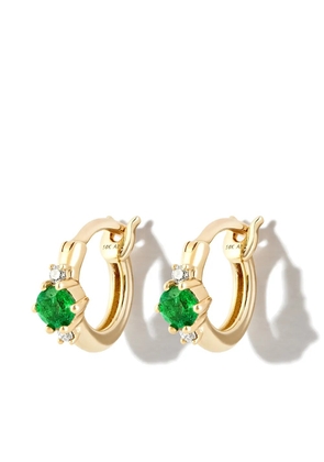 Adina Reyter 14kt yellow gold emerald diamond huggie hoop earrings