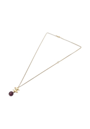 CHANEL Pre-Owned 2011 Gold Plated CC Bead Drop Necklace costume necklace - Red