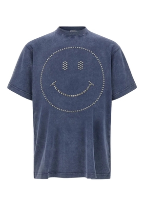 Moschino stud-embellished smiley T-shirt - Blue