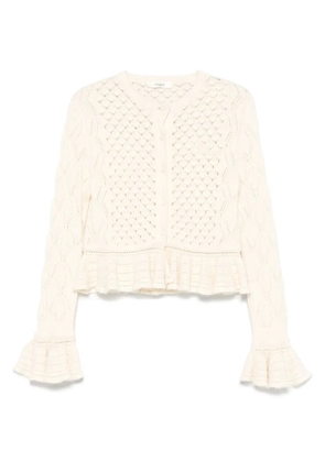 Chloé open-knit ruffled cardigan - Neutrals