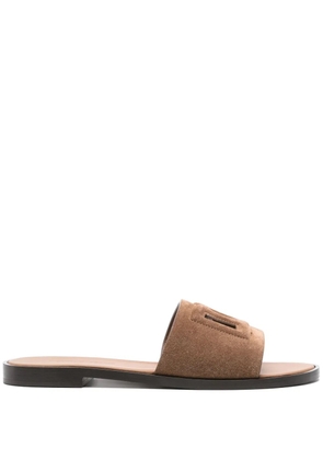 Dolce & Gabbana cut-out-logo suede sandals - Brown