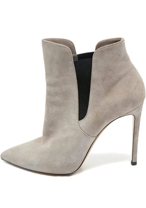 Casadei Vintage 120mm pointed-toe suede boots - Grey