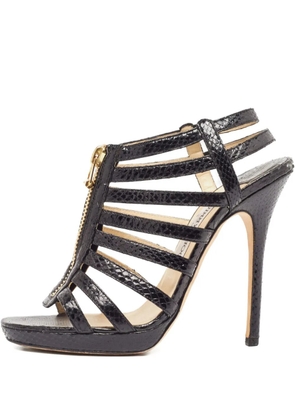 Jimmy Choo Pre-Owned 110mm Glenys snakeskin leather sandals - Black