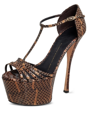 Giuseppe Zanotti Vintage 150mm snakeskin-embossed platform sandals - Brown