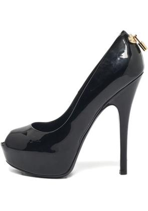 Louis Vuitton Pre-Owned padlock peep-toe heels - Black