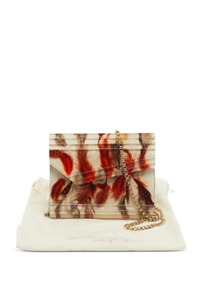 Jimmy Choo Pre-Owned Feather-Print chain clutch - Neutrals