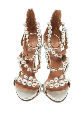 Alaïa Pre-Owned Bombe strappy leather sandals - Silver