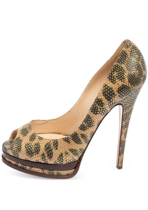 Casadei Vintage 150mm lizard-embossed leather platform pumps - Neutrals