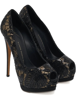 Giuseppe Zanotti Vintage 150mm sequins lace pumps - Black