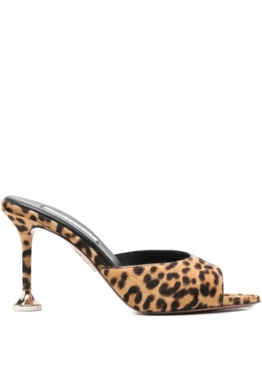 Aquazzura 95mm leopard-print heeled mules - Brown