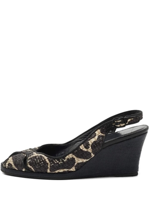 Stuart Weitzman wedge-heel raffia sandals - Black