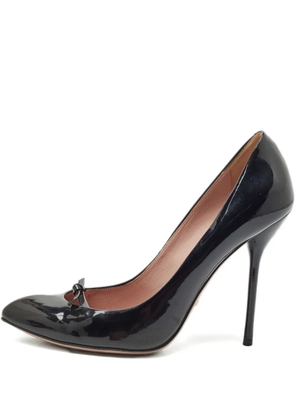 Gucci Pre-Owned 115mm bow-detailing leather pumps - Black