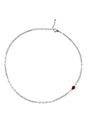 Jewels Aficionado 18K white gold diamond and ruby necklace - Silver