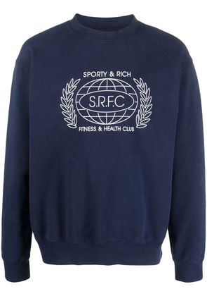 Sporty & Rich SRFC-print cotton sweatshirt - Blue