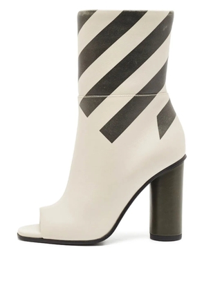 Anya Hindmarch striped peep-toe boots - Neutrals