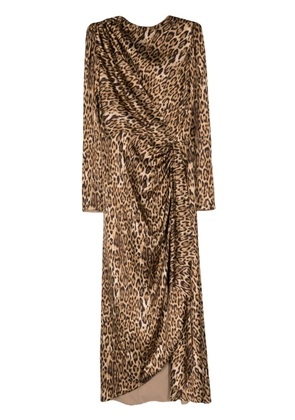 Costarellos Lala leopard-print draped dress - Brown
