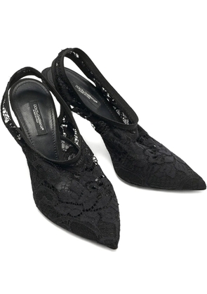 Dolce & Gabbana Pre-Owned 100mm lace slingback heeled pumps - Black