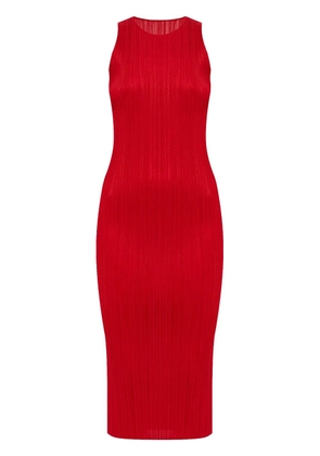 Pleats Please Issey Miyake plissé sleeveless midi dress - Red