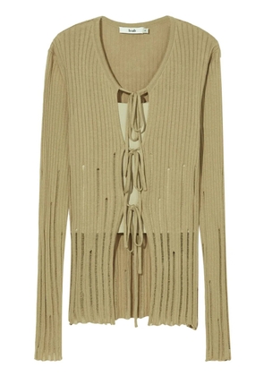 b+ab distressed-effect ribbed-knit cardigan - Green