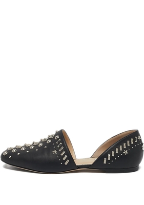 Jimmy Choo Pre-Owned studded leather ballet flats - Black