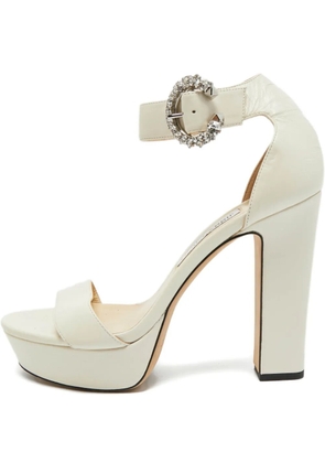 Jimmy Choo Pre-Owned crystal-embellished ankle-strap sandals - Neutrals