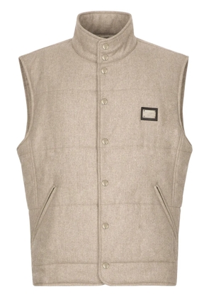 Dolce & Gabbana logo-plaque cashmere-blend gilet - Neutrals