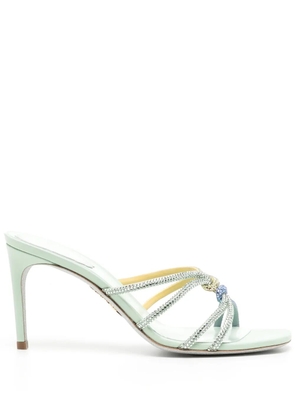 René Caovilla crystal-embellished 90mm leather sandals - Green