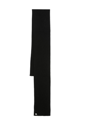 Courrèges logo-patch ribbed-knit scarf - Black
