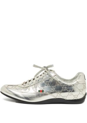 Gucci Pre-Owned monogram leather sneakers - Silver