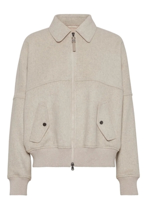 Brunello Cucinelli zip-front bomber jacket - Neutrals