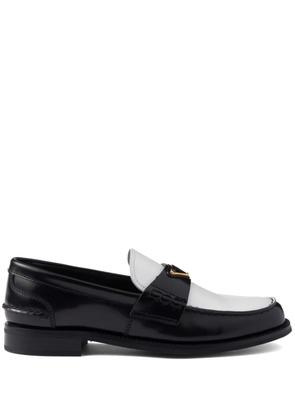 Prada two-tone brushed-leather loafers - Black
