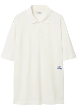 Burberry Equestrian Knight-embroidered cotton polo shirt - White