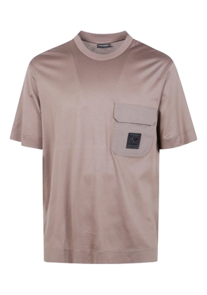 Emporio Armani patch-pocket logo-detail T-shirt - Brown