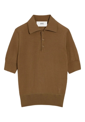 AMI Paris Ami De Coeur cotton polo shirt - Brown