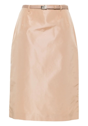 Prada logo-buckle straight faille skirt - Neutrals