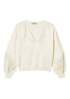 TWINSET embroidered v-neck sweater - White