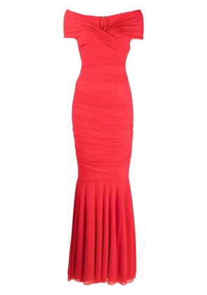 Talbot Runhof ruched-detail fitted dress - Red