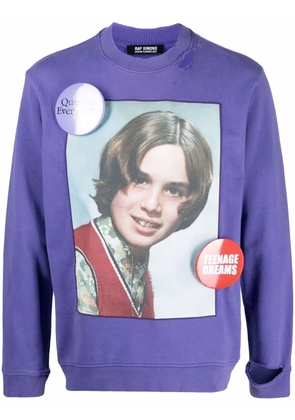 Raf Simons graphic-print round neck sweatshirt - Purple