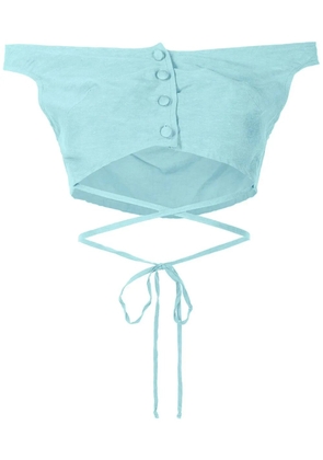 Amir Slama off-shoulder cropped blouse - Blue