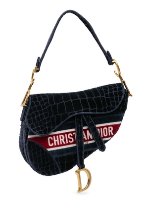 Christian Dior Pre-Owned 2021 Velvet Crocodile Effect Embroidered Saddle Bag shoulder bag - Blue